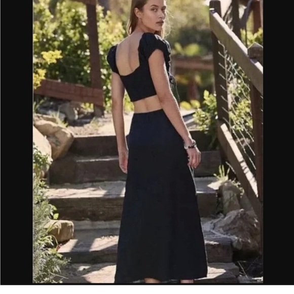 Free People Endless Summer Extra Dose Keyhole Cutout Midi Dress in Black XS - Picture 7 of 10